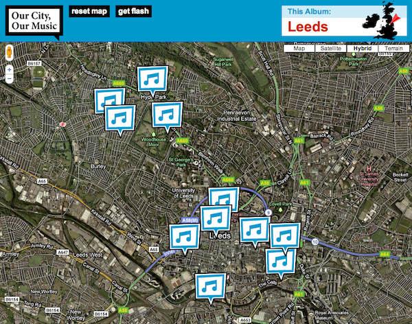 Our City, Our Music - interactive map of video and audio tracks made/
